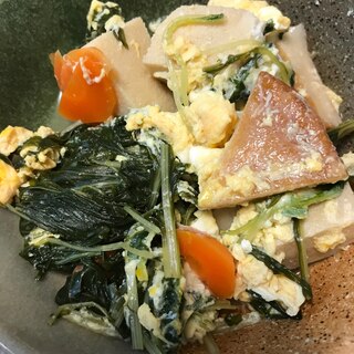 高野豆腐と水菜の卵とじ